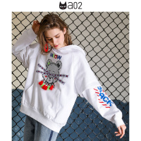 a02商场同款潮流流苏萌趣刺绣连帽假两件卫衣女D1U1A0591KT