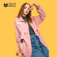 a02新款潮流个性织带卡通印花风衣宽松外套女DTU5B1151JK