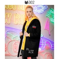 a02商场同款玩趣刺绣廓形中长女神毛呢外套女D1T6C0311CT