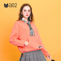 a02新款个性飘带字母印花抽绳收腰卫衣女DTU5BB151KT