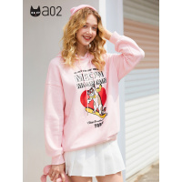 a02新款玩趣猫咪印花加厚加绒秋冬连帽卫衣女DTU6D0261KT