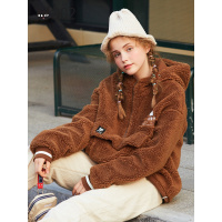 a02新款秋冬加厚羊羔绒拉链连帽宽松卫衣女DTU6C0711KT