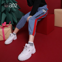 a02新款2020潮流撞色织带显高显瘦休闲裤牛仔裤女DTV1A0781PN