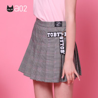 a02新款2020时尚字母飘带格子裙百褶裙半身裙女DTV1A1411SK