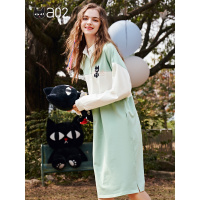 a02新款2020时尚刺绣撞色拼接Polo领连衣裙女潮DTV1A0041DR