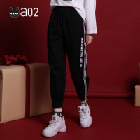 a02新款2020潮流侧边织带松紧腰显瘦束脚休闲裤女DTV1A0711PN