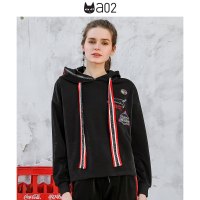 a02商场同款潮流街头风刺绣个性抽绳连帽卫衣女D1U1A0581KT