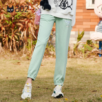 a02新款2020潮流个性松紧织带收腰刺绣印花休闲裤女DTV1A0131PN