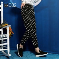 a02商场同款潮流玩趣印花抽绳松紧腰休闲裤女D1U6C0431PN