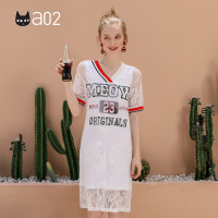 a02商场同款个性撞色V领蕾丝裙子超仙连衣裙女D1U2C0691DR