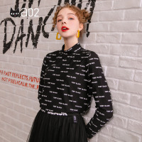 a02新款2020时尚潮流字母印花高领修身打底T恤女潮DTV1A1501KT