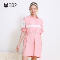 a02商场同款个性字母印花拼色抽绳收腰连衣裙女D1U5A0611DR