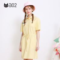 a02新款2020时尚Polo领抽绳收腰减龄校园风连衣裙女DTV1B0391DR