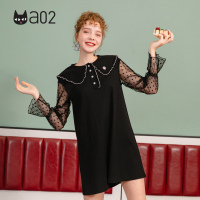 a02新款2020潮流娃娃领egg裙网纱拼接连衣裙女DTV1A0641DR