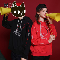 a02新款2020时尚卡通刺绣情侣装宽松连帽卫衣DTV1A0871KT
