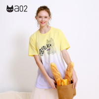 a02商场同款潮流拼色钉珠字母印花T恤裙连衣裙女D1U2D0201DR