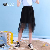 a02新款2020简约风双层网纱裙贴布徽章温柔半身裙女DTV2D0111SK