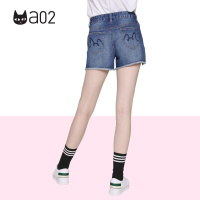 a02商场同款潮流破洞毛边ins超火牛仔短裤女D1T3D0081PN