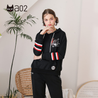 a02商场同款宽松韩版卡通字母印花撞色织带卫衣女D1U5BW011KT