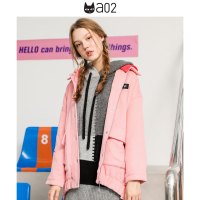 a02商场同款减龄少女刺绣拼色帽子短款毛呢夹克女D1T6C0671JK