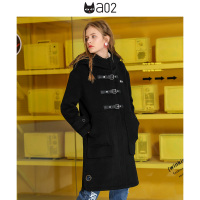 a02商场同款刺绣皮扣显瘦中长款毛呢大衣D1T6D0091CT