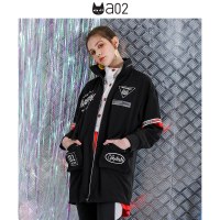 a02商场同款潮流街头风印花拼色帽子可收外套女D1U1A0391CT