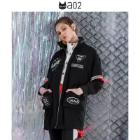 a02商场同款潮流街头风印花拼色帽子可收外套女D1U1A0391CT