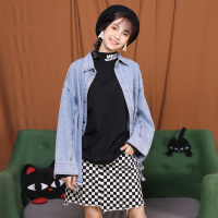 a02商场同款2020经典简约水洗毛边宽松牛仔衬衫女潮 D1V5A0441BL