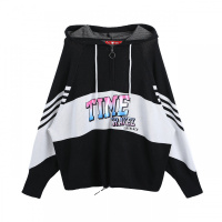 a02商场同款2020潮流字母印花撞色连帽拉链套头毛衣女D1V1A0421ST