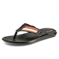 西瑞|SERENE 男士拖鞋新品室外夹角人字拖软底防滑黑色编织沙滩鞋简约2189