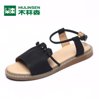 木林森凉鞋女夏2018新款平底百搭韩版复古罗马鞋一字带学生女鞋