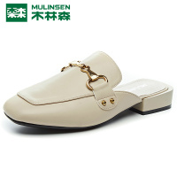 木林森时尚包头半拖鞋女2019夏季新款平底凉拖鞋轻便耐磨高跟鞋女
