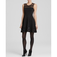 奈思瑞 Necessary Objects 百分之百纽约设计经典畅销薄纱拼贴收腰修身连衣裙