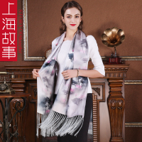 2018春秋新款上海故事双面桑蚕丝巾女士长款百搭杭州丝绸真丝围巾