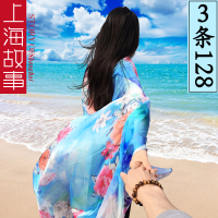 上海故事丝巾女春秋妈妈围巾中年婆婆纱巾百搭长款薄纱礼盒装纱巾