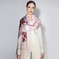 上海故事女春秋真丝丝巾百搭长款100%桑蚕丝围巾妈妈旗袍礼服披肩