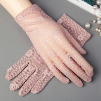 上海故事夏季薄款开车防晒冰丝手套女士夏天骑车遮阳短款蕾丝手套