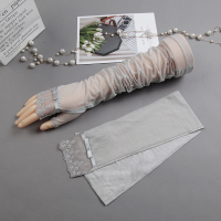 上海故事夏季薄款开车防晒冰丝袖套女士夏天骑车遮阳长款蕾丝手套