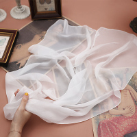 上海故事春秋百搭白色真丝围巾女夏季装饰薄款细窄长条小丝巾纱巾
