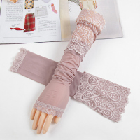 夏季蕾丝冰丝开车防晒手套长款袖子套女护胳膊袖套防紫外线手臂套