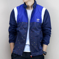 QC阿迪达斯三叶草外套男秋季薄款透气防风运动休闲夹克AY8619