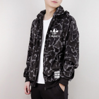 阿迪达斯三叶草男装夹克秋冬运动休闲迷彩连帽加绒外套CD1716