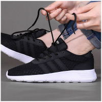 阿迪达斯女鞋NEO网面透气黑白运动休闲板鞋-AW4960