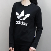 阿迪达斯经典三叶草春季女子运动休闲针织卫衣-AJ8397
