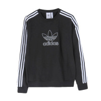 阿迪达斯三叶男子卫衣经典三条纹宽松圆领套头衫DX4233