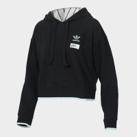 ADIDAS阿迪达斯三叶春季女子运动休闲卫衣高腰连帽套头衫DU9927