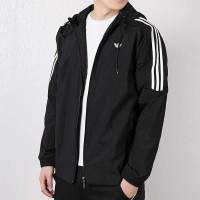 阿迪达斯三叶外套男子运动休闲夹克舒适连帽防风服DU8143