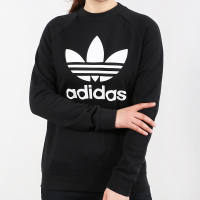 阿迪达斯三叶女装卫衣2019春季新款运动服圆领长袖套头衫DV2612