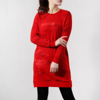 阿迪达斯Neo女装2019春季新款运动服中长款针织卫衣套头衫DZ7608