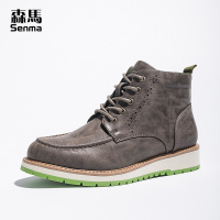 森马马丁靴男潮季英伦百搭中帮潮流学生机车工装靴子